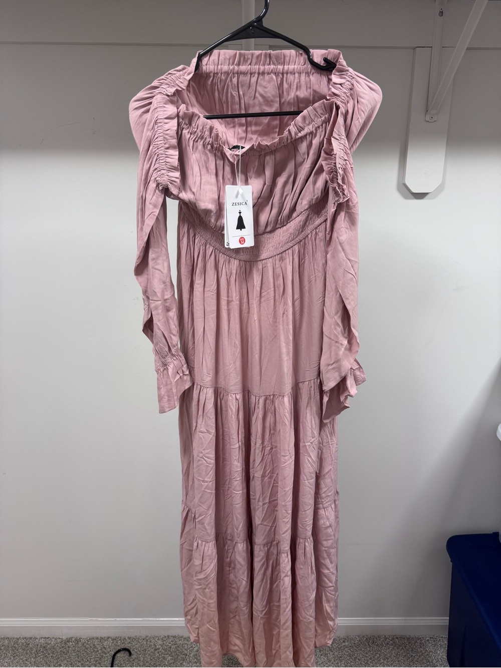 Blush Pink Maxi Dress with Tiered Skirt